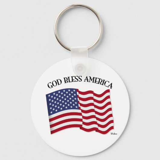 GOD BLESS AMERICA met Amerikaanse vlag Sleutelhanger (Voorkant)