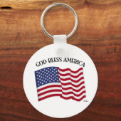 GOD BLESS AMERICA met Amerikaanse vlag Sleutelhanger (Voorkant)