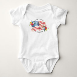 God Bless America Met Aquarel Vlag/Bloemen II Romper
