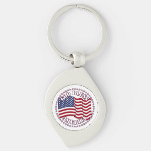 God Bless America Met De Vlag Van De VS En 50 Ster Sleutelhanger