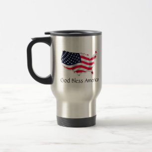 God Bless America met Map Flag Reisbeker