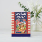 God Bless America met patriottische kinderen Briefkaart (Staand voorkant)