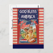 God Bless America met patriottische kinderen Briefkaart (Voorkant / Achterkant)