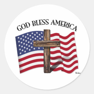 GOD BLESS AMERICA met robuust dwars- en Amerikaans Ronde Sticker