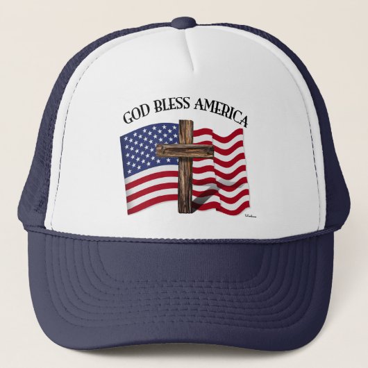 GOD BLESS AMERICA met robuust dwars- en Amerikaans Trucker Pet (Voorkant)