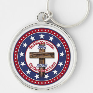 God Bless America Mijn Thuis Zoete Thuis Ruw Kruis Sleutelhanger