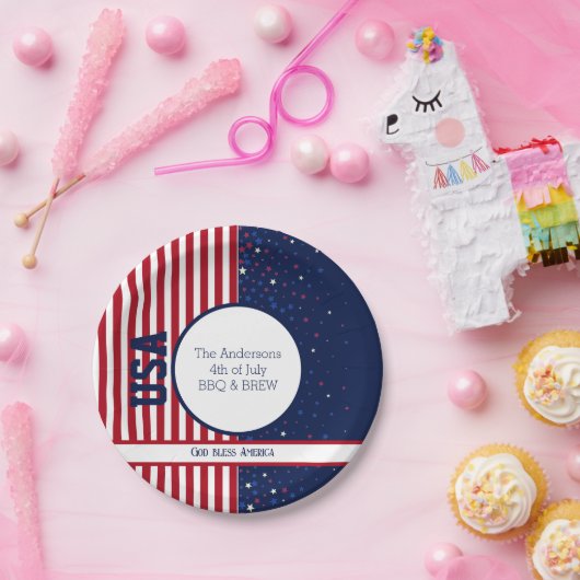 God Bless America Onafhankelijkheid 4 juli Party Papieren Bordje (Feest)