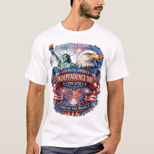 God Bless America Onafhankelijkheidsdag T-shirt