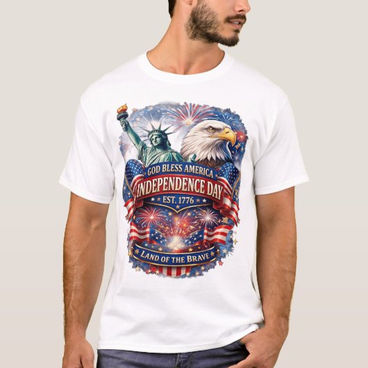 God Bless America Onafhankelijkheidsdag T-shirt (Voorkant)