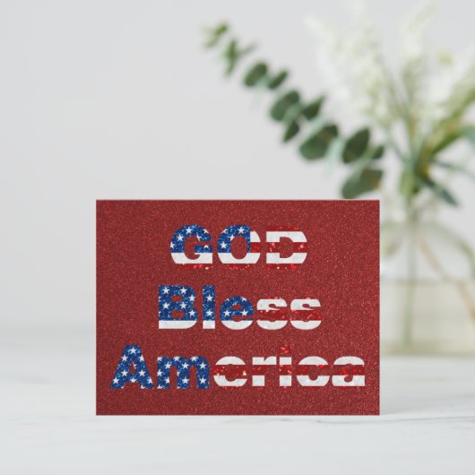 God Bless America op 4 juli Glitter Briefkaart (Staand voorkant)