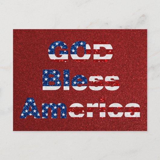 God Bless America op 4 juli Glitter Briefkaart (Voorkant)