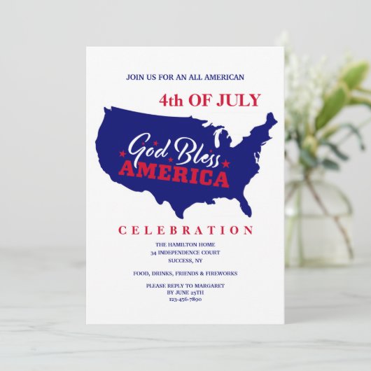 God Bless America op 4 juli Kaart (Staand voorkant)