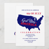 God Bless America op 4 juli Kaart (Voorkant / Achterkant)
