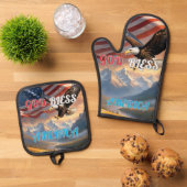 GOD BLESS AMERICA OVENWANT & PANNENLAP SET (Top down)
