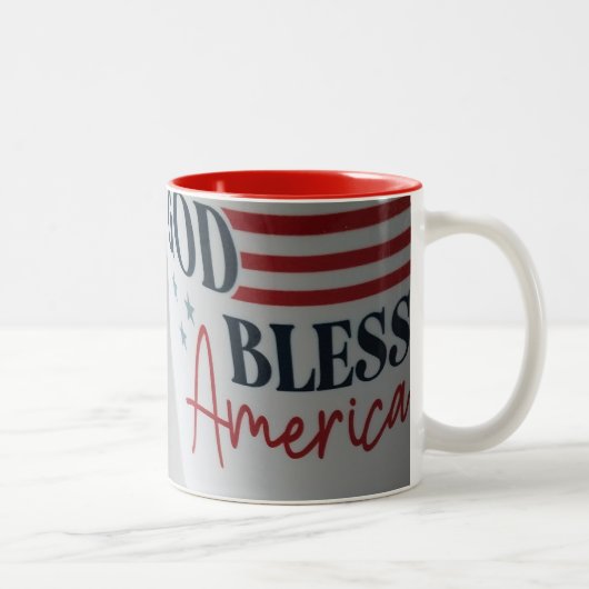 God Bless America patriotic mug Tweekleurige Koffiemok (Rechts)