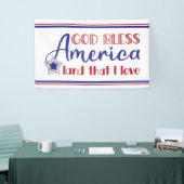 God Bless America Patriotic op 4 juli Red Blue Spandoek (Beurs)