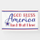 God Bless America Patriotic op 4 juli Red Blue Spandoek (Horizontaal)