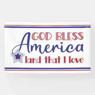 God Bless America Patriotic op 4 juli Red Blue Spandoek