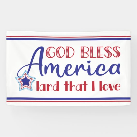 God Bless America Patriotic op 4 juli Red Blue Spandoek (Horizontaal)
