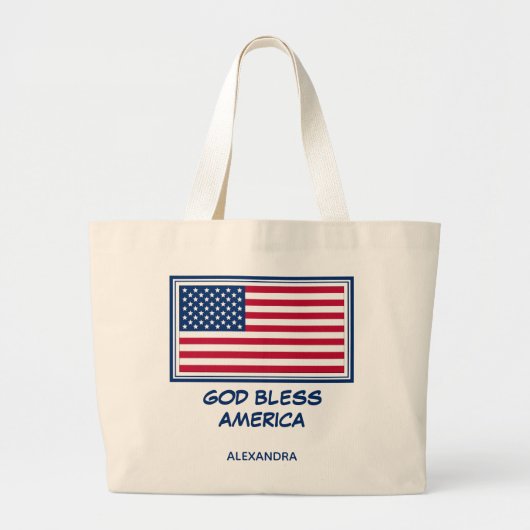 GOD BLESS AMERICA | Patriotic USA American Grote Tote Bag (Voorkant)