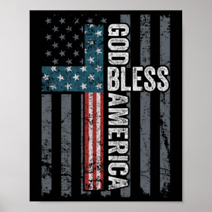 God Bless America - Patriottisch Christelijk Kruis Poster