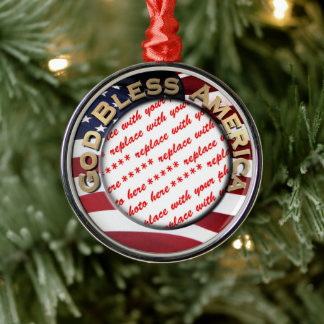 God Bless America Patriottisch Fotolijstje Metalen Ornament
