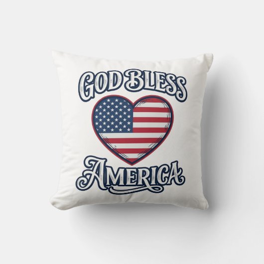 God Bless America Patriottisch Hart Shirt Ontwerp_ Kussen (Voorkant)