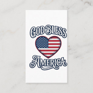 God Bless America Patriottisch Hart Shirt Ontwerp_ Visitekaartje