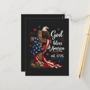 God Bless America Patriottisch Kruis Feestdagenkaart