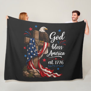 God Bless America Patriottisch Kruis Fleece Deken