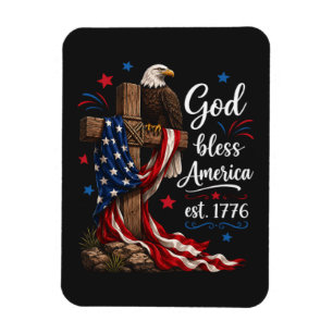 God Bless America Patriottisch Kruis Magneet