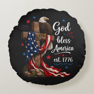God Bless America Patriottisch Kruis Rond Kussen