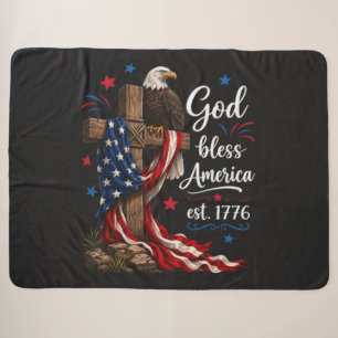 God Bless America Patriottisch Kruis Sherpa Deken