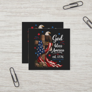 God Bless America Patriottisch Kruis Vierkante Visitekaartje