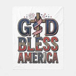 God Bless America Patriottisch Kruis Vintage T-shi Fleece Deken