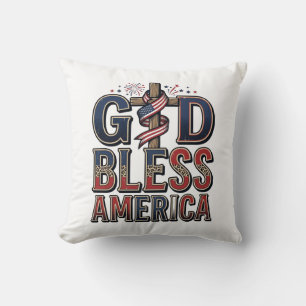God Bless America Patriottisch Kruis Vintage T-shi Kussen