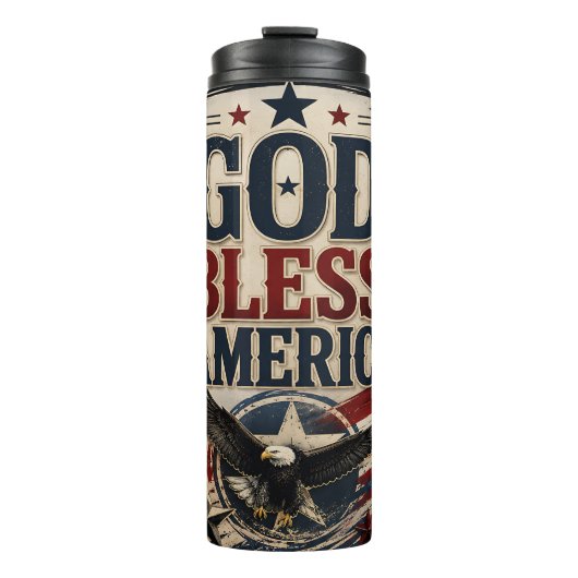 God Bless America Patriottisch Thermosbeker (Voorkant)