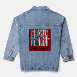 God Bless America Patriottische Kruis Denim Jas Jacket