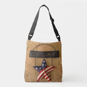 God Bless America Patriottische Ster Metalen Bord Crossbody Tas