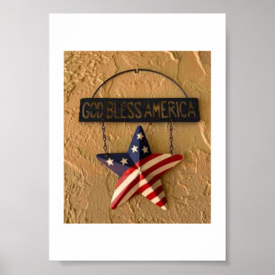 God Bless America Patriottische Ster Metalen Bord Poster