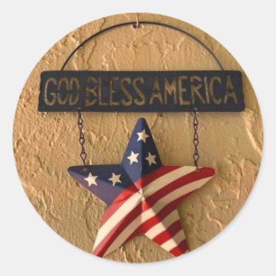 God Bless America Patriottische Ster Metalen Bord Ronde Sticker