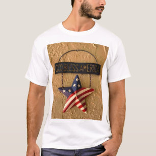 God Bless America Patriottische Ster Metalen Bord T-shirt