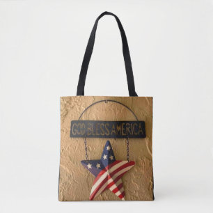 God Bless America Patriottische Ster Metalen Bord Tote Bag