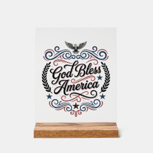 God Bless America Patriottische Vintage Adelaar T- Acryl Bord
