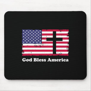 God Bless America Patriottische Vlag Met Kruis Muismat