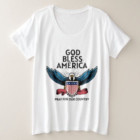 God Bless America Plus Grootte Grote Maat T-shirt (Design voorkant)