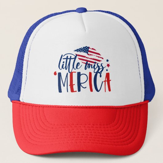God Bless America Red Blue USA Miss Merica Trucker Pet (Voorkant)