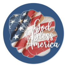 God Bless America Red White Blue Flag Gift Labels