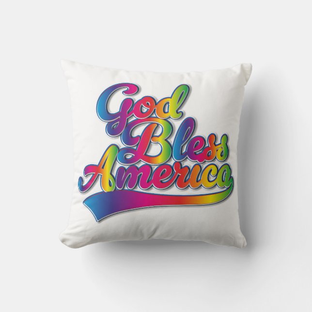 God Bless America Regenboog logo Kussen (Voorkant)