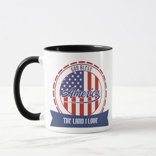 God Bless America, Retro Lettertype en Patriottisc Mok (Links)